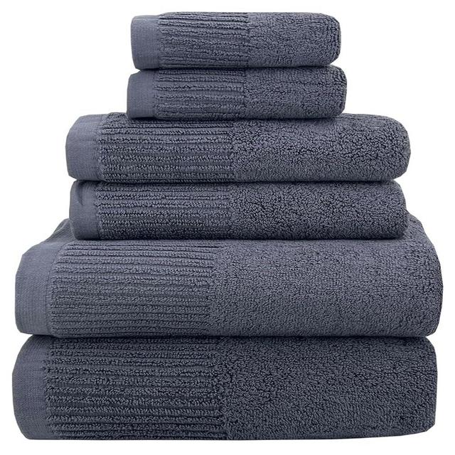 YTYC 27x54 Inches Bath Towel Sets of 6 Luxury 100 Percent Cotton 650GSM Super Absorbent Soft 2 Bathroom Towels 2 Hand Towels 2 Washcloth Towels (Grey, 6pieces)
