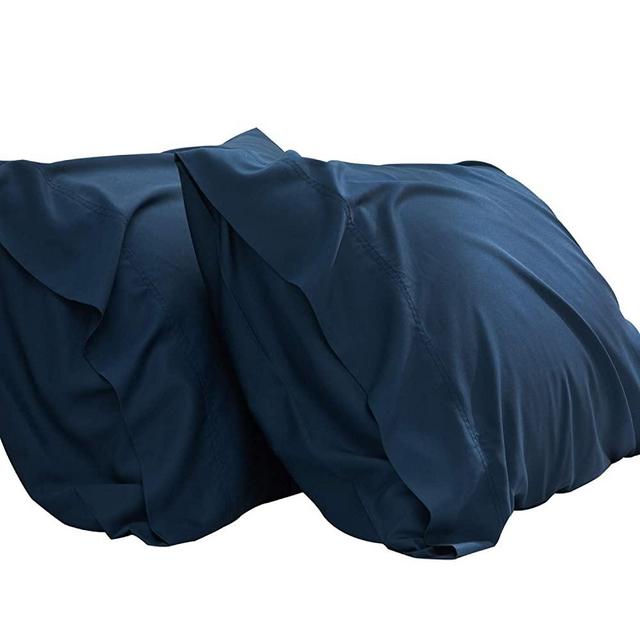 Bedsure Cooling Bamboo Pillowcases Set of 2 - Breathable Cool Ultra Soft Pillow Cases - Viscose from Bamboo - Organic Natural Silky Material, Moisture Wicking(Navy Blue, Standard Size 20x26 inches)