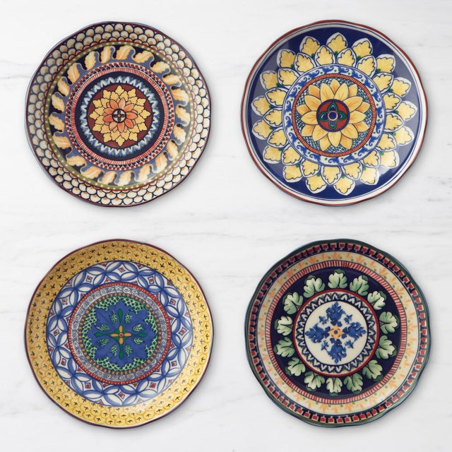 Sicily Ceramic Scalloped Mixed Appetizer Plates, Set of 8