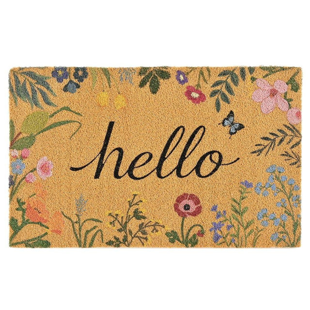 ULTSOFE Spring Floral Welcome Outdoor Mat: Artificial Coir Non-Slip Backing Durable Outdoor Indoor Mats, Welcome Floral Doormat for Front Door, Entrance, Porch, Patio, Garden, Garage, Mudroom, 29x17
