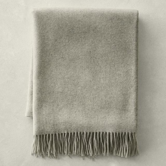 Solid Cashmere Throw, 50" X 65", Light Gray
