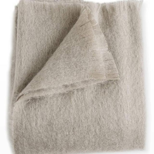 Evangeline LinensMohair Throw, Ash
