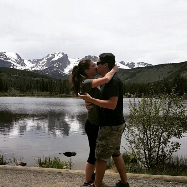 The actual proposal moment of disbelief, in the Rocky Mountains