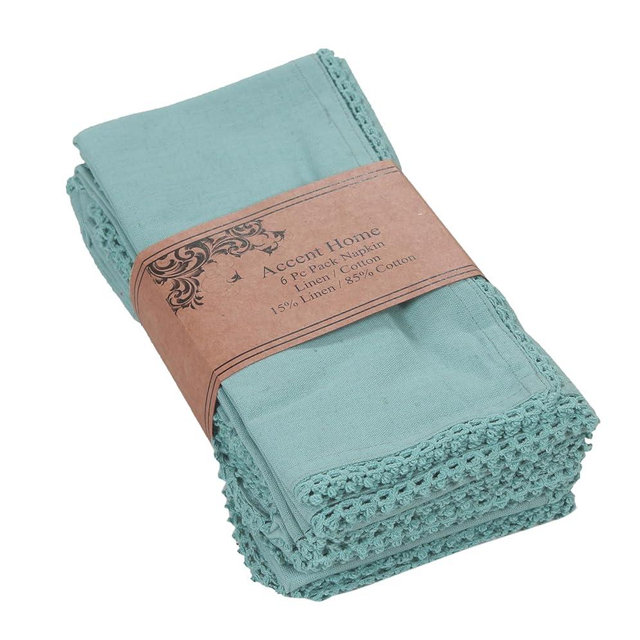 ACCENTHOME Blue Cloth Napkins Set of 6 18x18 inch Cotton Dinner Napkins - Washable Soft Premium Hotel Quality Reusable Napkins Perfect Table Napkins for Family Dinners, Weddings & Everyday Use