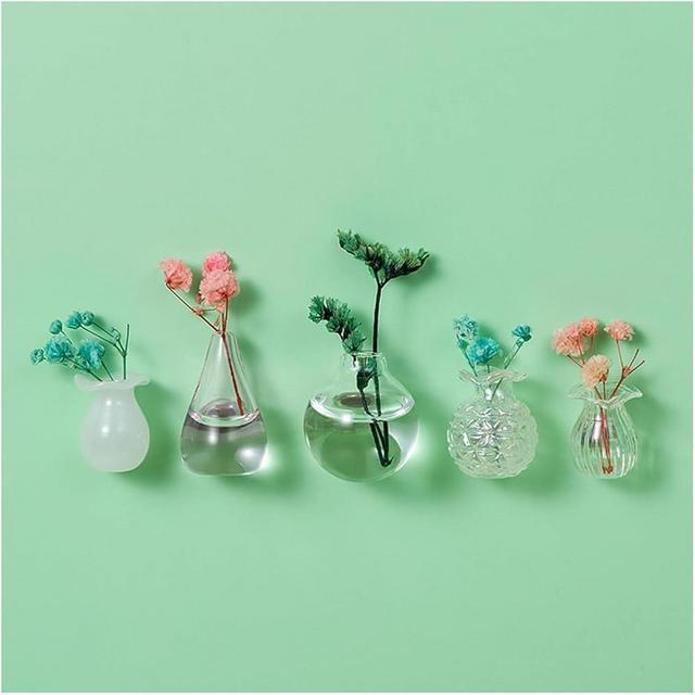 Mini Ceramic Vase Refrigerator Magnets, Creative 3D Flower Vase Magnets for Fridge, Mini Vase Refrigerator Magnets Set for Real Plants, Kitchen, Office Decoration (5pcs A)