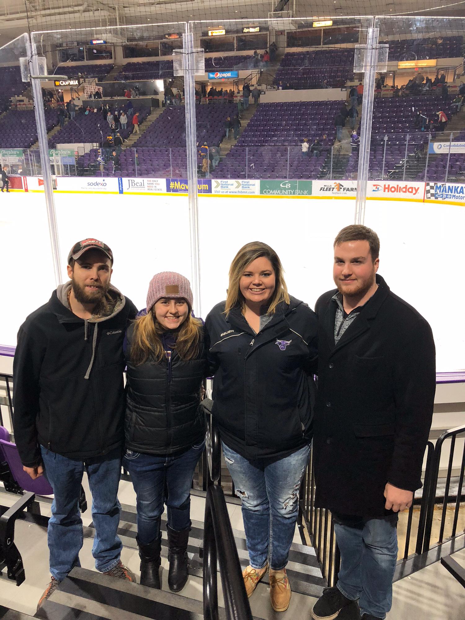MSU Mankato Hockey Game 2017:Alan, Miranda, Mikayla and Jake.