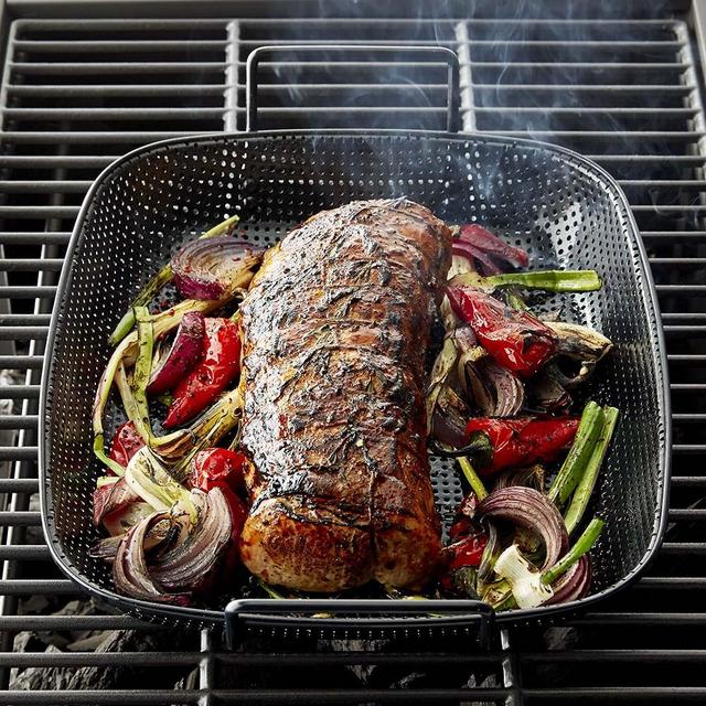 High Heat Nonstick Steel Grill Roasting Pan, Black