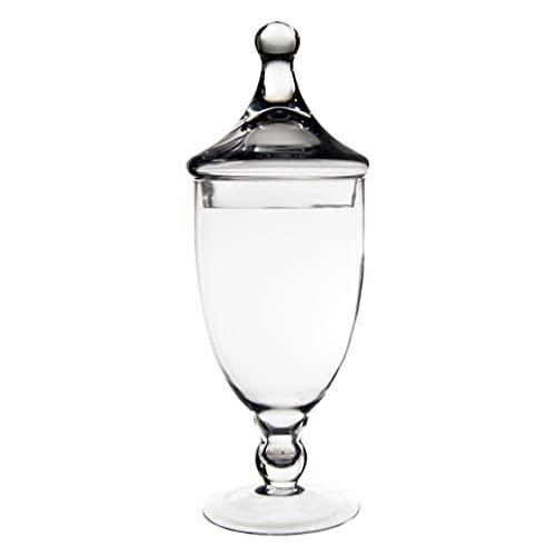 CYS EXCEL Glass Apothecary Jar. H-13.5", Body-4.75" Decorative Modern Candy Buffet Jar, Elegant Glass Storage Container.