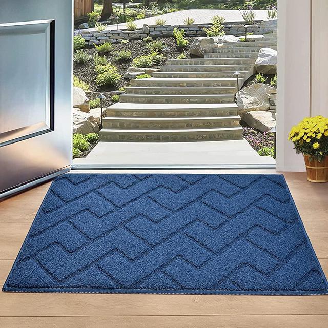Indoor Doormat,Front Back Door Mat Rubber Backing Non Slip Door Mats 20”x31.5” Absorbent Resist Dirt Entrance Doormat Inside Floor Mats for Entryway Machine Washable Low-Profile (Navy Blue)