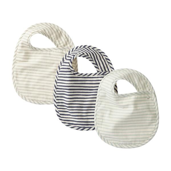 Set of 3 Striped Away Bibs, Sea Multi