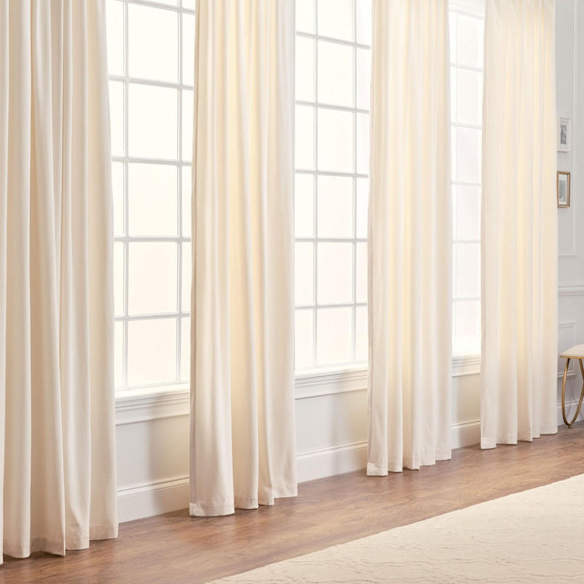 Chanasya 2pk Solid Velvet Room Darkening Window Curtain Panels - Set of 2 - 52 x 108 Inches Long - Tusk