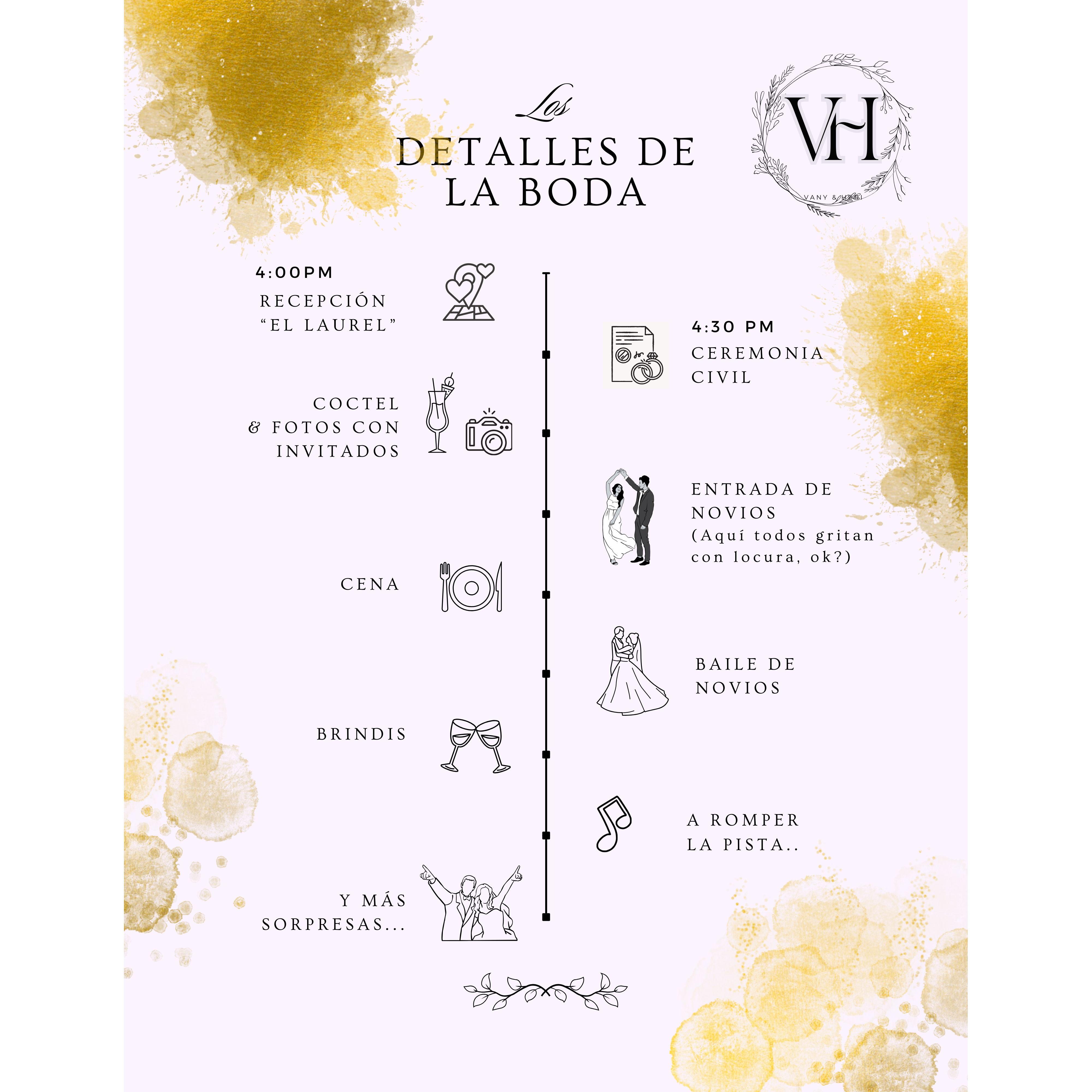 Así seguirá nuestra historia...✨
Este es sólo un vistazo sobre lo que sucederá en nuestra boda. ¡Estamos muy emocionados de compartirlo contigo!  😊🙌