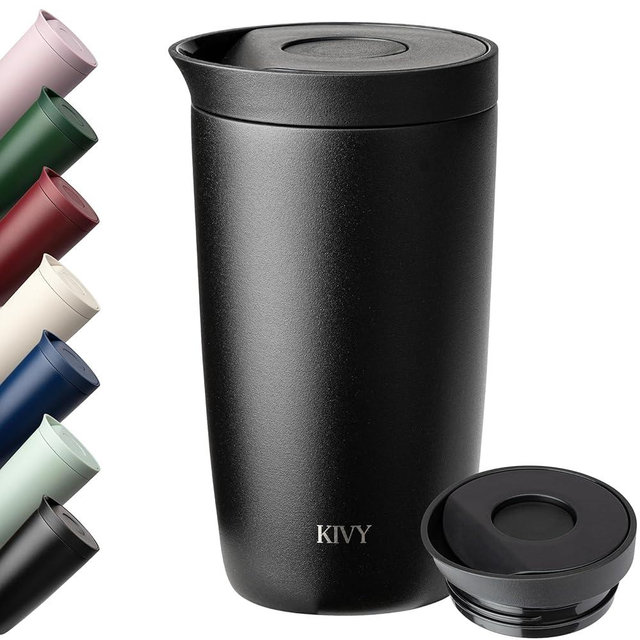 KIVY Travel Coffee Mug Tumbler [24h Cold | 6h Hot] Reusable Insulated Coffee Tumbler Stainless Steel - Spill Proof Coffee Travel Mug - Leakproof 12oz Insulated cup to go - Dishwasher Safe, BPA Free