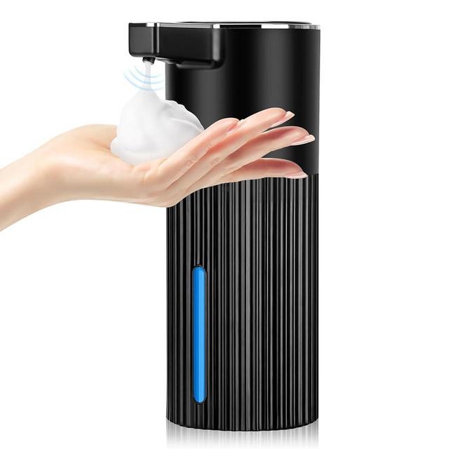 Automatic Soap Dispenser Foaming Touchless: 14oz Plastic - 4 Level Adjustable Wall Mount Foam Black Rechargeable Electric Auto Smart Soap Dispenser - Bathroom Kitchen Hand Dish Lotion
