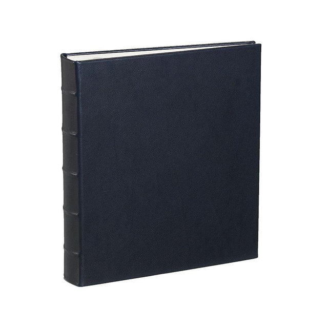 Leather Bound Clear Pocket Photo Album, Medium, Navy
