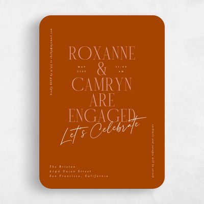 Orange Rounded Wedding Wedding Shower Invitation - Kosrae Portrait