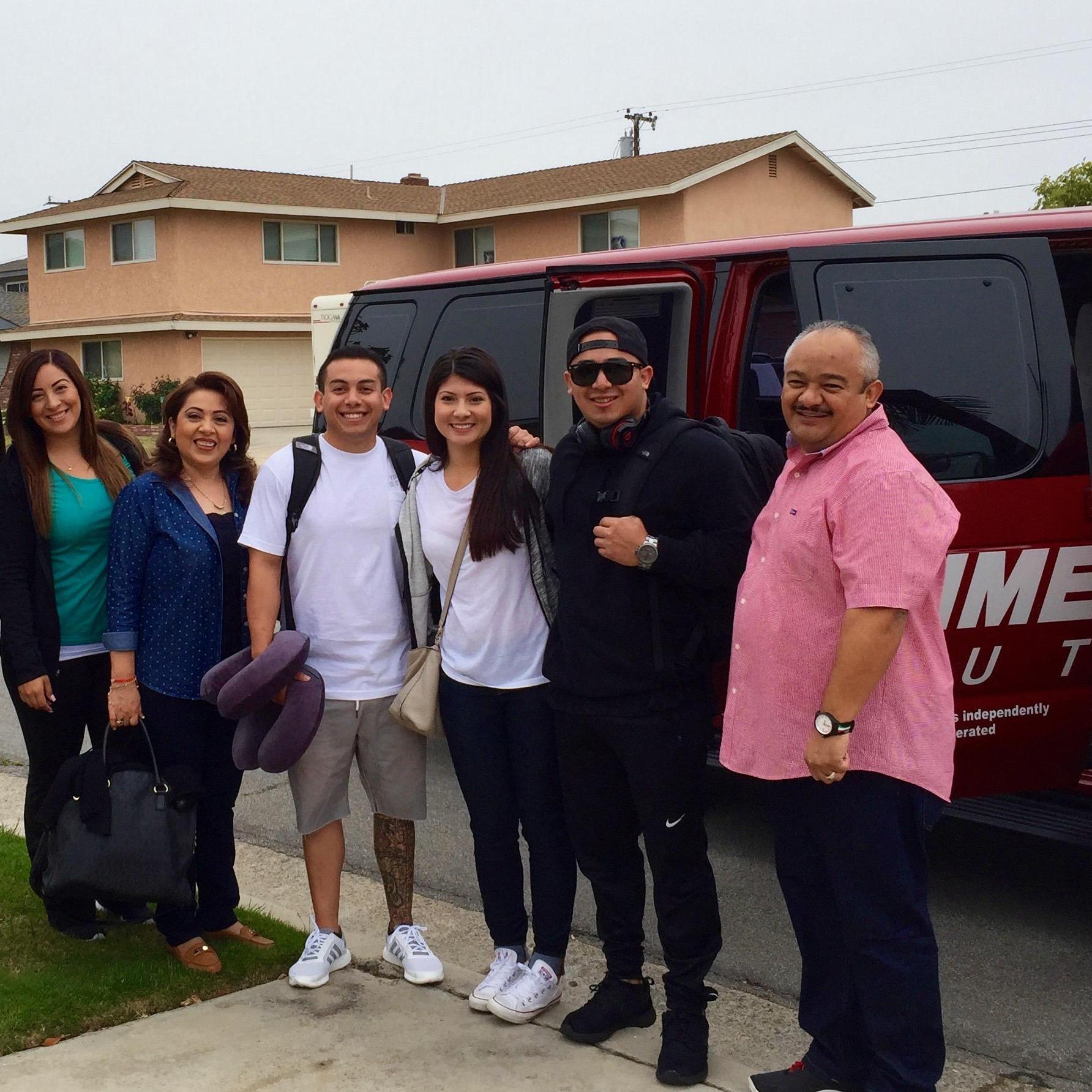 Getting picked up for our family trip to China! 2015