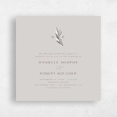 Stone Gray, Grey Wedding Invitation - Bruges Classic