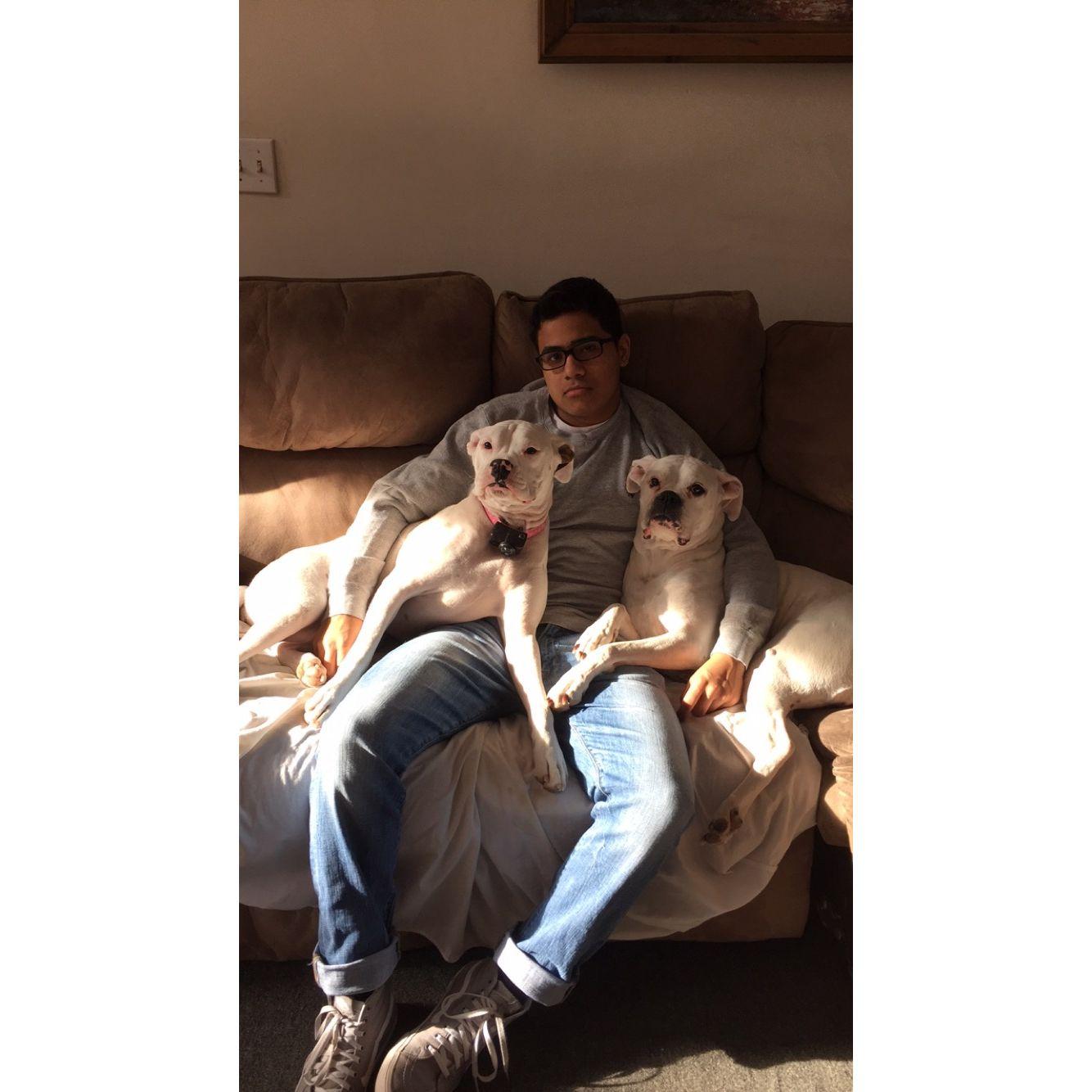 Marcos with Bryce's childhood pets. RIP