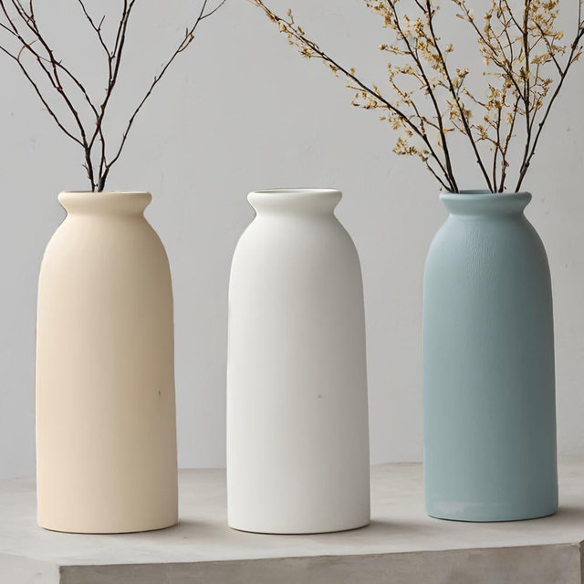 Ceramic Vase Set for Home Decor, Multicolor, Set of 3, for Living Room, Table, Fireplace, Entrance Centerpieces (Blue Mix)