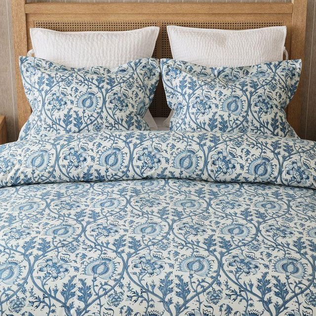 Eria Reversible Percale Duvet Cover, Blue Multi, King/Cal. King