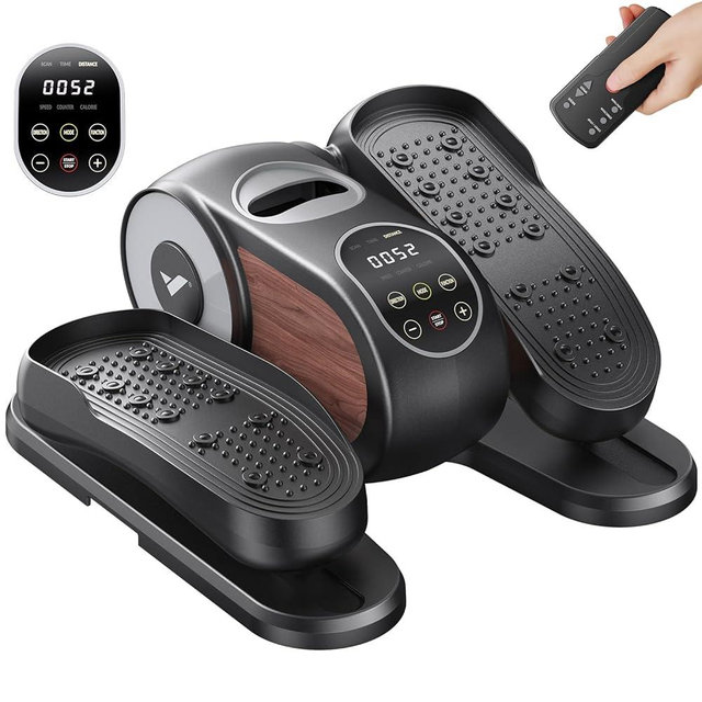MERACH Under Desk Elliptical Machine, Leg Exerciser While Sitting for Seniors with 12-Speeds & Remote Control, Quiet Portable Electric Seated Pedal Exerciser Machine for Home Office