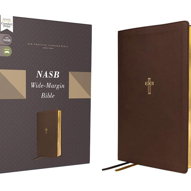 NASB, Wide Margin Bible, Leathersoft, Brown, Red Letter, 1995 Text, Comfort Print