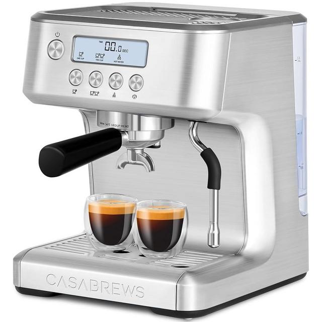 CASABREWS Espresso Machine with LCD Display, Barista Cappuccino Maker with Milk Frother Steam Wand, Professional Latte Coffee Machine with Adjustable Extraction Temperature, Gifts for Dad, Mom