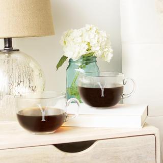 Personalized Glass Coffee Mug, Set of 2