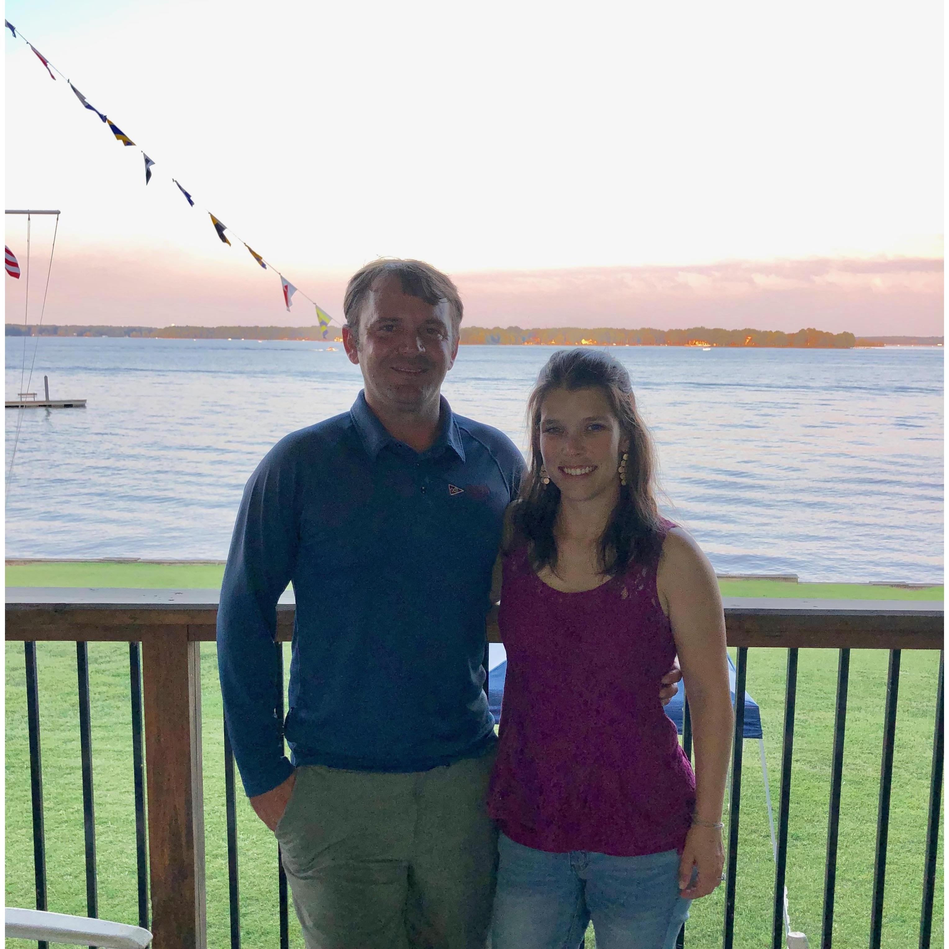 September 2019 now engaged and back at the place where we meet two years prior at the Lake Norman Special Olympics Regatta.
