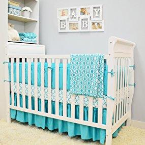 American Baby Company 100% Cotton Percale Fitted Crib Sheet for Standard Crib and Toddler Mattresses, White with Aqua Dot