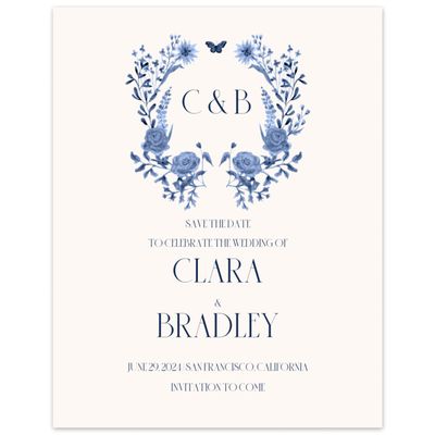 Navy, Blue Wedding Digital Save the Date - Merryton Portrait