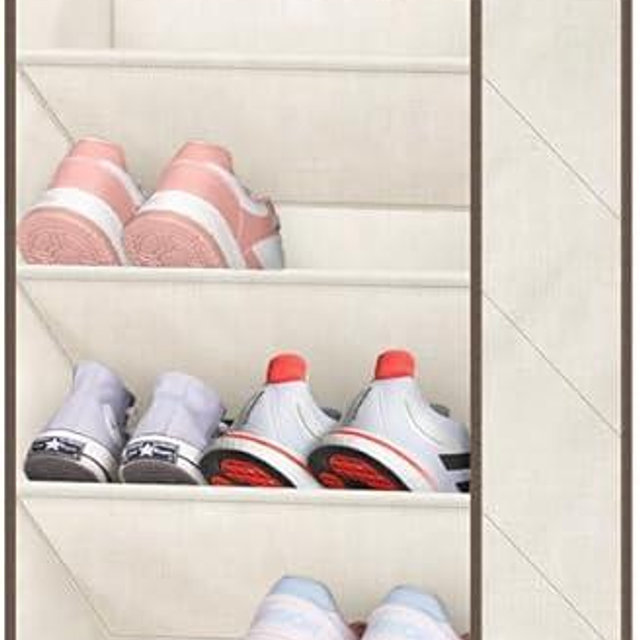 SLEEPING LAMB Over The Door Shoe Organizer for Closet with Large Deep Pockets, Narrow Shoe Rack for Door Hanging Boots Storage, Beige