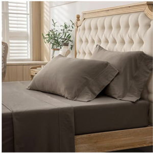 (BROWN) Jersey Knit 4pc Bed Sheet Set 100% T-Shirt Cotton Super Soft Comfy Breathable Fits Mattress Up to 20" Extra Deep Pocket (New Solid Brown, King)