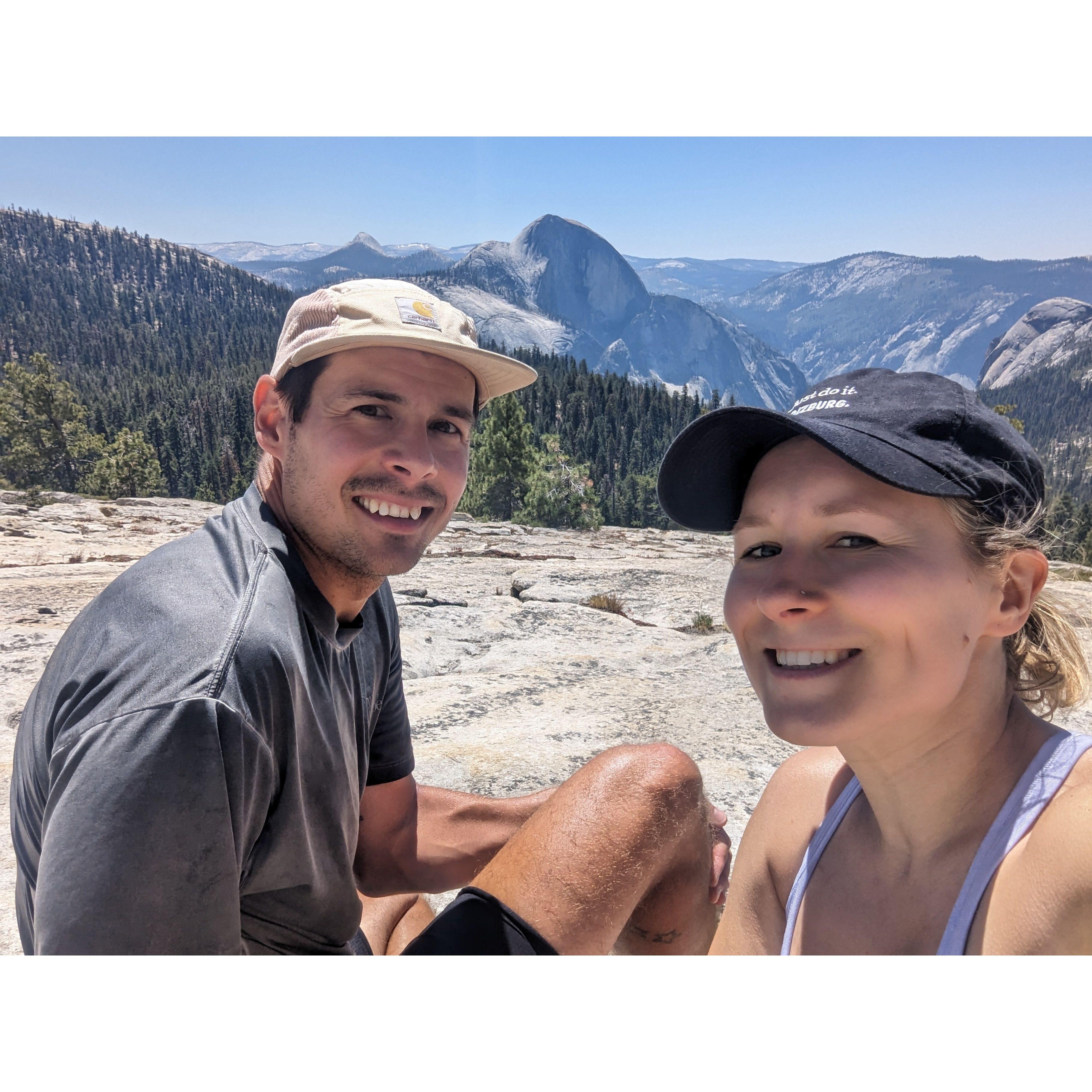 Off the beaten path, we found this incredible view of the valley in Yosemite! In the background in Half Dome!