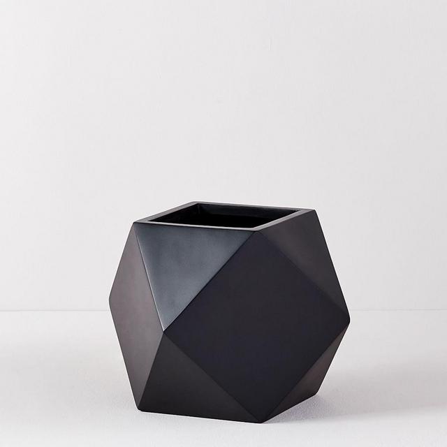 Faceted Modern Planters, Black, Small