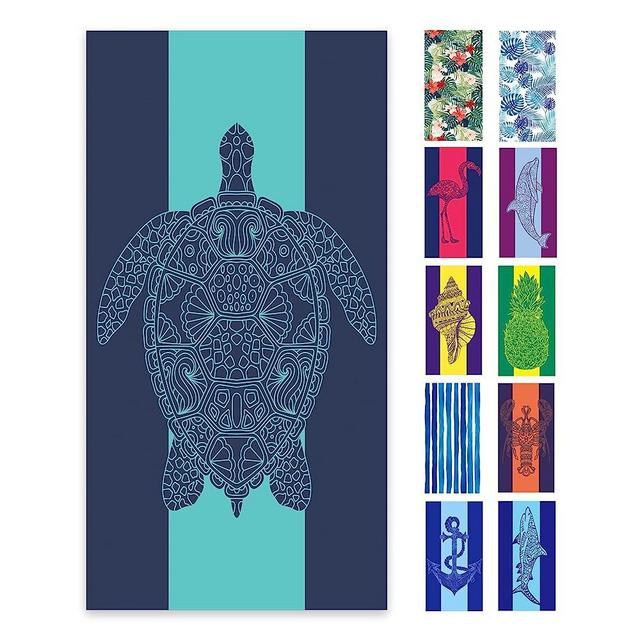 cabanana Sand Free Beach Towel - Large Oversized Beach Towel Sandproof 70x35 Big Microfiber Quick Dry Pool Towel, Thin Lightweight Compact for Travel Swimming Bath Yoga for Adults Women Men (Turtle)