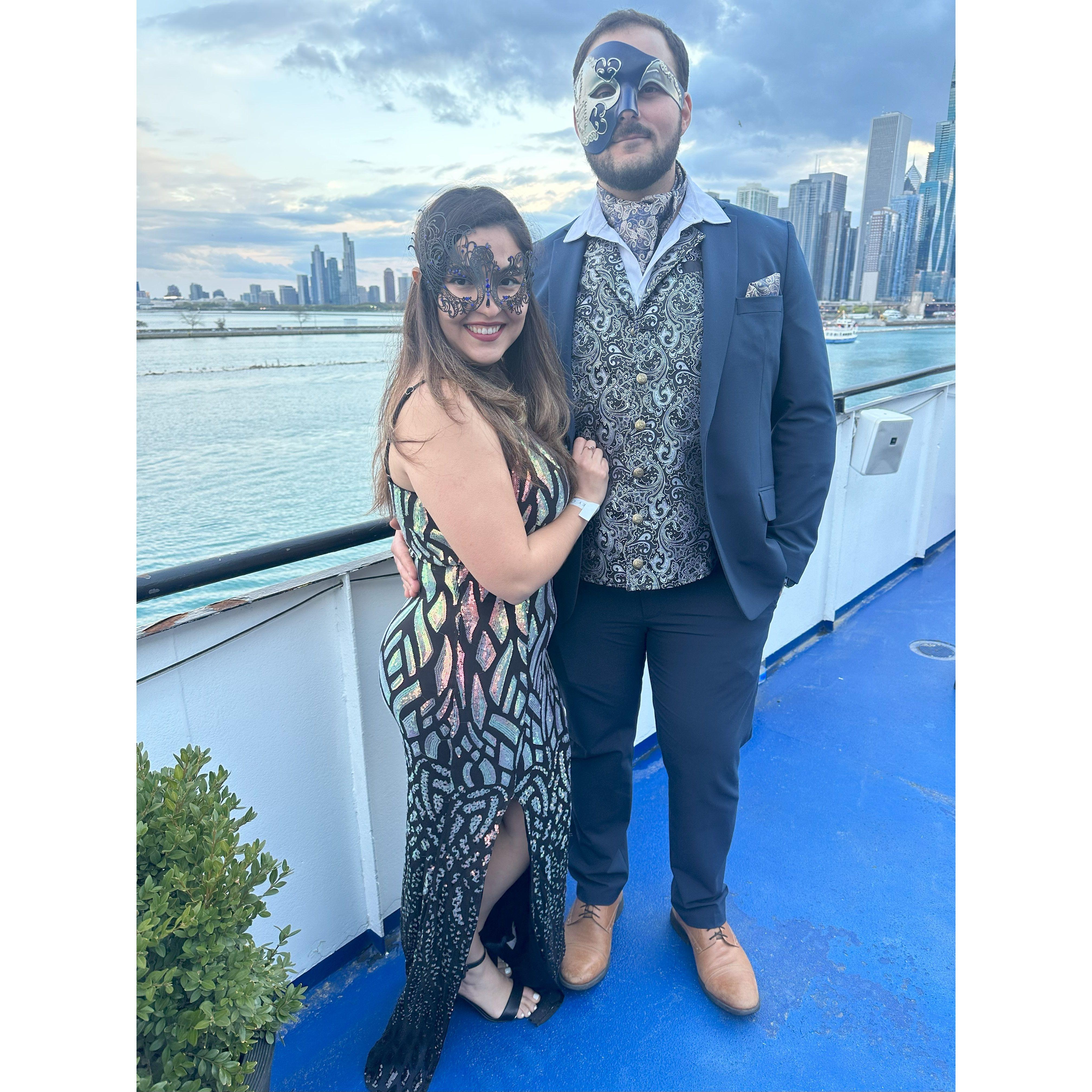 Top deck at the Eye Ball, a masquerade event with colleagues. 2022