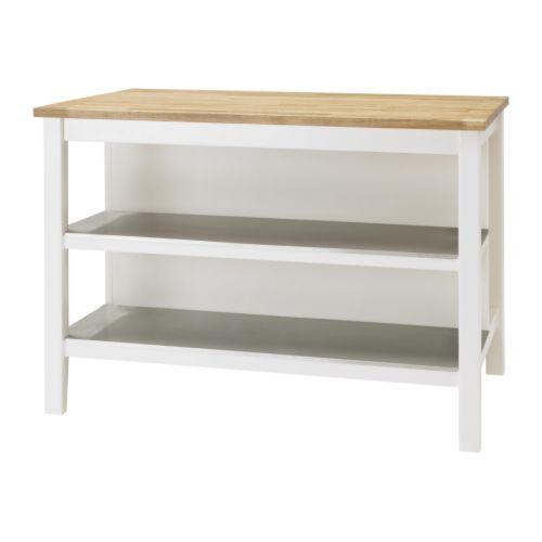 STENSTORP Kitchen island, white, oak