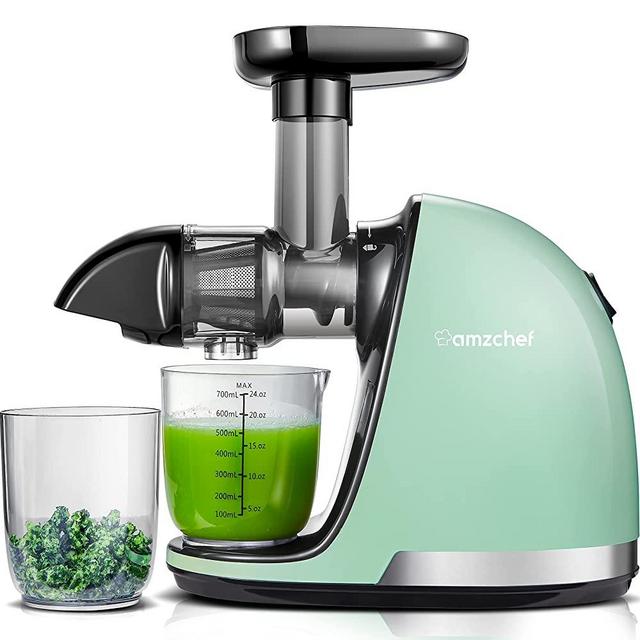 Juicer Machines, AMZCHEF Slow Masticating Juicer Extractor Easy to Clean, Juicer with Quiet Motor Reverse Function Anti-Clogging, Cold Press Juicer with Brush,for High Nutrient Fruit & Vegetable Juice