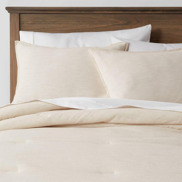 King Space Dyed Cotton Linen Comforter & Sham Set Khaki - Threshold™