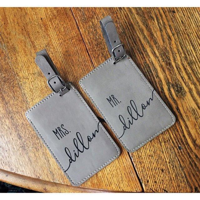 Wedding Gift - Personalized Luggage Tag - Leatherette Bag Tag - Customized - Mr and Mrs Tags - His & Hers Luggage Tags - Bridal Shower Gift