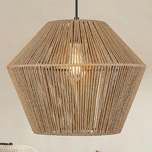 17” Woven Pendant Light, Modern Boho Chandelier Handwoven Rattan Basket Shade, Japandi Pendant Light Fixtures Farmhouse Ceiling Hanging Lamp for Dining Room, Kitchen Bedroom, Entryway, Foyer