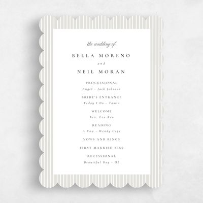 Beige Scalloped Wedding Program - Rodez