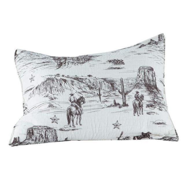 Rod's Vintage Western Cowboy Print Brown and Cream Reversible Standard Sham