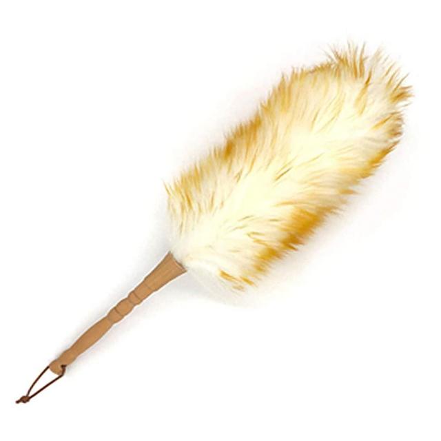 J&A Jason Aerobic J&A Lambswool Dusters with Solid Wooden Handle, Flexible Head, Anti-Static, Comfortable Grips 18.9 inchs Long Feather Duster for Office, Home and Car etc.