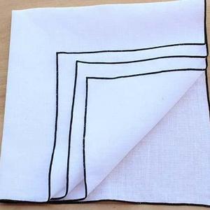KSTYLEDESIGN - Linen Napkins, Black & White Napkins, Cloth Napkins, Table Linens, Wedding Napkins, Choose Your Trim Color, Set of 4, 20 "