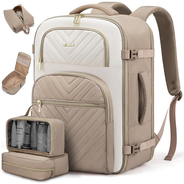 LOVEVOOK Travel Backpack Carry on Flight Approved 40L,Waterproof TSA Travel Essentials Personal Item Backpack for Women Men,Large Carry on Luggage Suitcase Travel Bag for Airplane with 3 Packing Cubes
