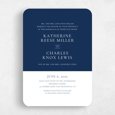 Blue Rounded Wedding Invitation - Potter Rise