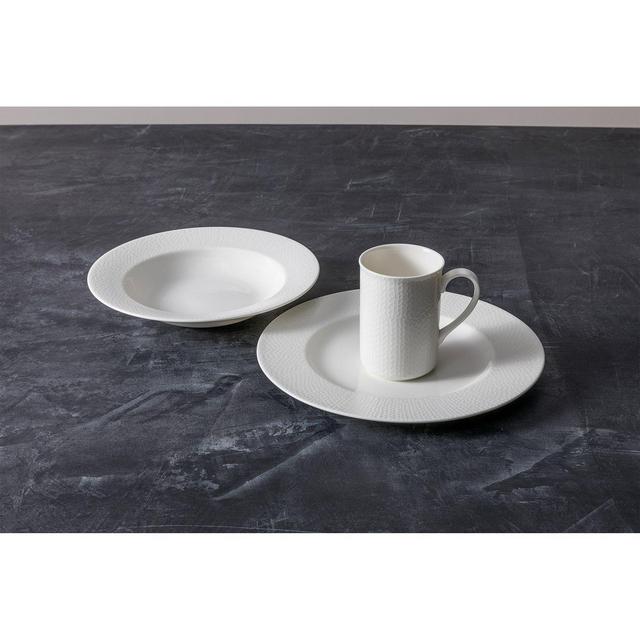 Fortessa Amanda White Embossed Pasta Bowl, Set of 4